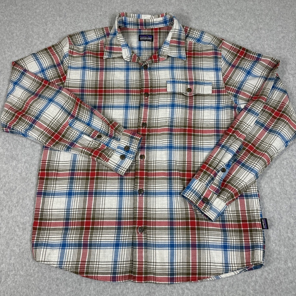 Patagonia Lightweight Fjord Flannel Shirt Men's Medium Button Down Long Sleeve